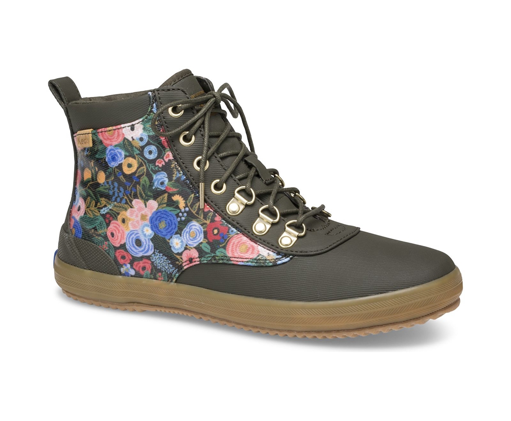 Keds Sneakers Green - Rifle Paper Co. Scout Water-Resistant Boot Garden Party - Womens LHPNQG-906